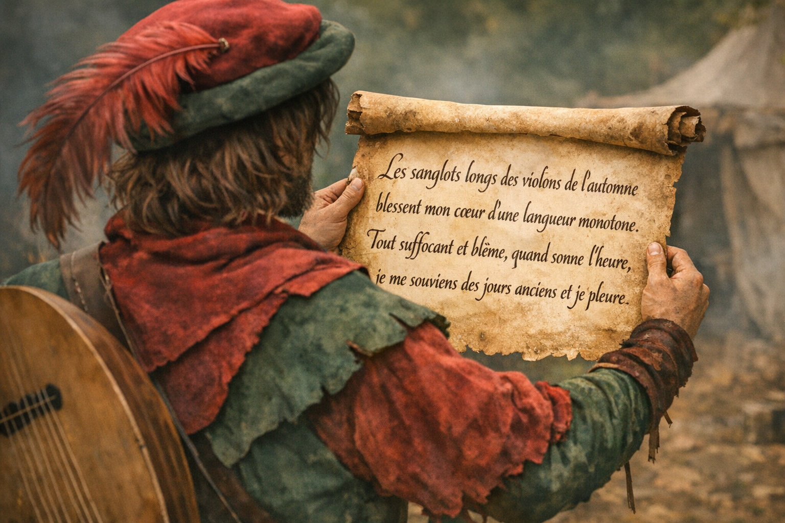 Illustration de l'article : ménestrel jouant de la musique